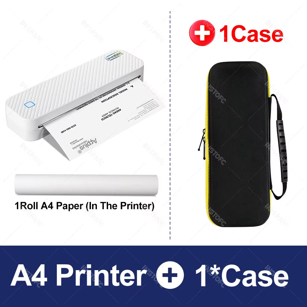 Portable A4 Thermal Printer Bluetooth Photos PDF Document Printing Machine Folded Rolls Paper for Office Work Home School Travel