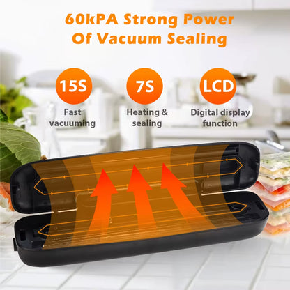 Electric Food Vacuum Sealer Machine and Storage Bags One Touch Fast Vacuuming for Wet or Dry Food Kitchen Vacuum Sealing Machine