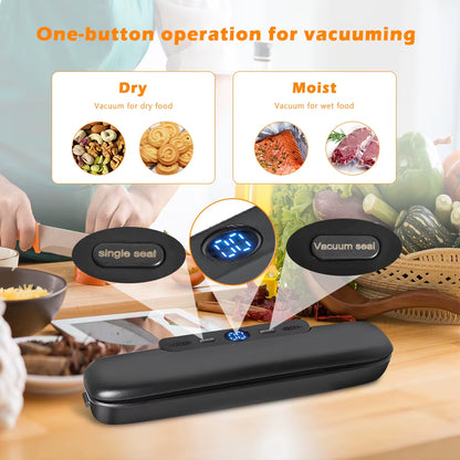 Electric Food Vacuum Sealer Machine and Storage Bags One Touch Fast Vacuuming for Wet or Dry Food Kitchen Vacuum Sealing Machine