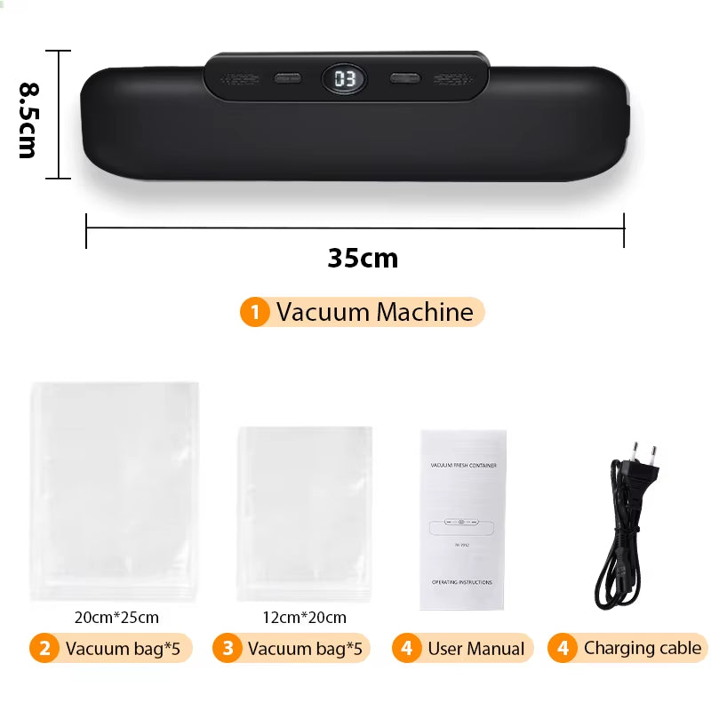 Electric Food Vacuum Sealer Machine and Storage Bags One Touch Fast Vacuuming for Wet or Dry Food Kitchen Vacuum Sealing Machine