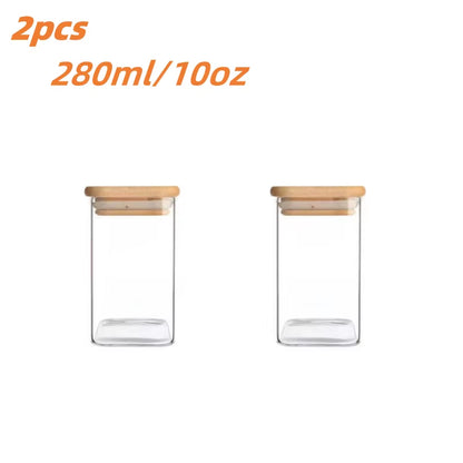 1/2/4/8Pcs, 10Oz Glass Jars with Airtight Lids, Candy Jars, Food Storage Containers with Bamboo Lids, Clear Jars