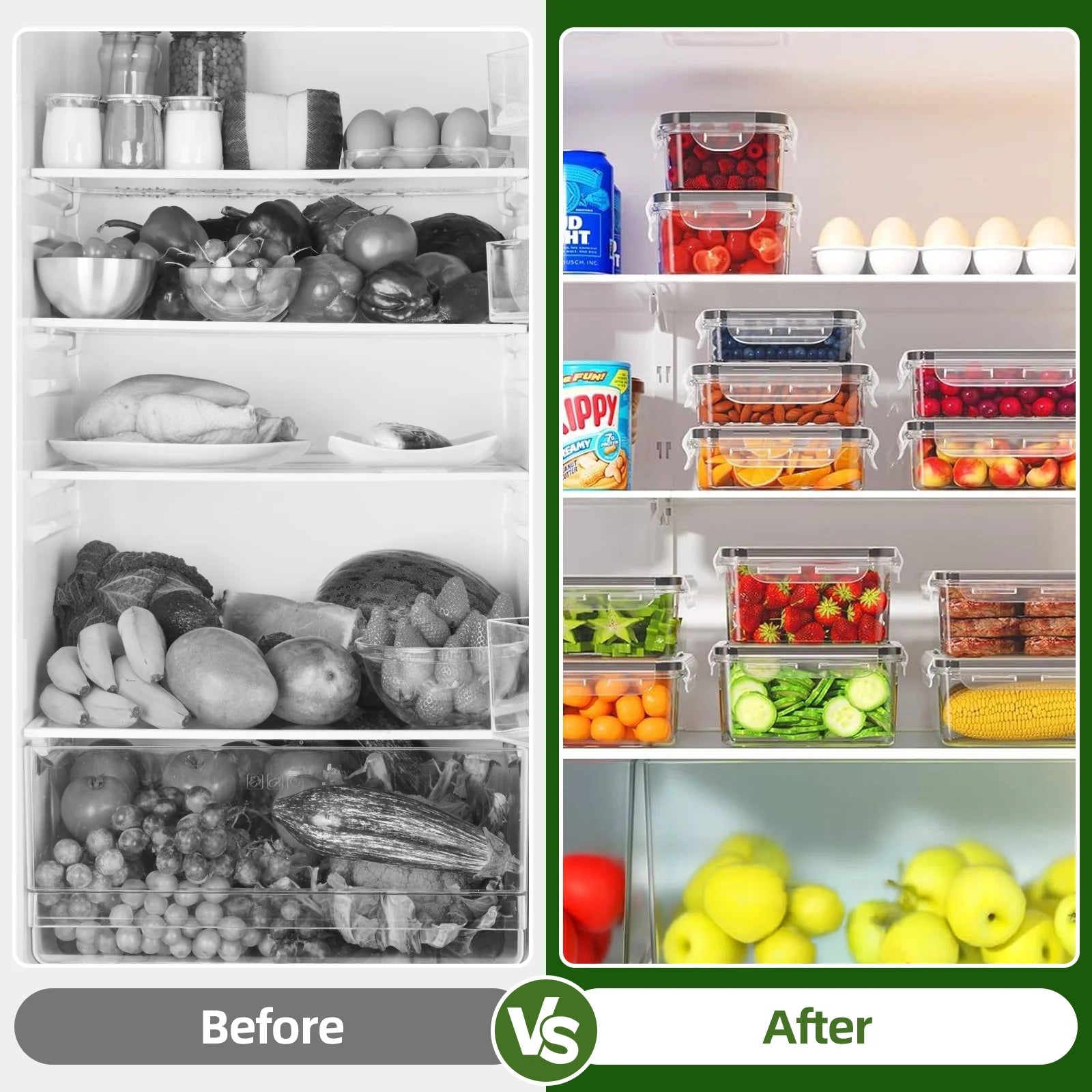 50 Pcs Food Storage Containers with Lids, Plastic Containers Kitchen Organizers and Storage(24 Containers + 24 Lids)